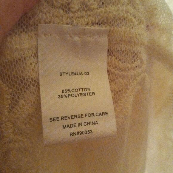 Rebellion Again Lace Kimono-Medium-Duster-Sheer-3/4 Sleeve-Boho-Swim Cover - Picture 8 of 9